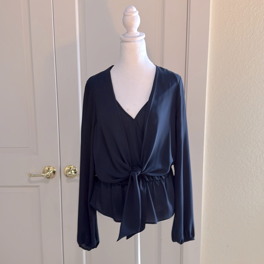 Dress shirt from Just fab, navy, size large. Looks great with jeans.
